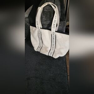 Victoria's Secret Cream Tote with Black Accents. Fluffy!!!